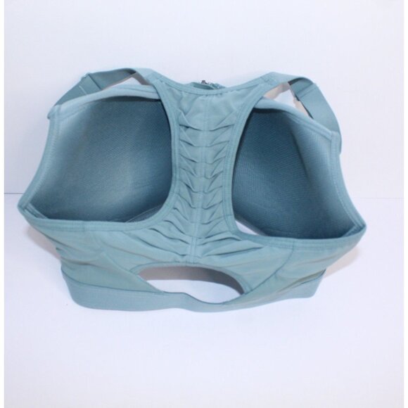 Victoria Sport Sports Bra 32 D Blue Green Zipper Front Workout Yoga Athletic - Picture 6 of 13